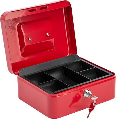 Burg-Wächter CB02R Money 5020 Cash Box Red 8 Inch with Keys