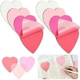 Thenshop 12 Pack Valentine's Day Transparent Heart Sticky Notes 3 x 3 Inch Clear Heart Sticky Notes Set Waterproof Translucent Self Adhesive Notepad for Bible Study Books Annotation Office School