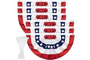 ADISHER 6Pack 1.5x3 Ft American Pleated Fan Flag, American Flag Bunting for Outdoor, US Patriotic Half Fan Banner Flag for 4th of July Memorial Day Independence Day Outdoor Indoor Decorations
