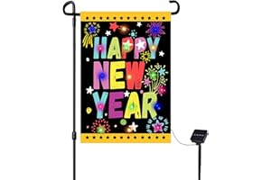 Flagmax New Year Garden Flags,8 Lighting Modes LED New Year Flags New Year House Flags 12.5 x 18 Inch Outdoor New Year Garden Flags for New Year Garden and Home Decoration