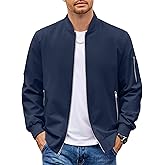 COOFANDY Men Bomber Jacket Lightweight Casual Windbreaker Zip Up Coat Fashion Stylish Fall Jackets with Pocket