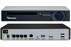 Xenocam 4CH PoE NVR 5MP H.265 Security Network Video Recorder Supports Up 4 X 5MP /4MP /3MP 1080P IP Cameras, Motion Detectio