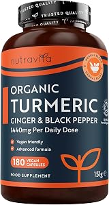 Nutravita Organic Turmeric 1440mg with Black Pepper & Ginger 180 Capsules view 1