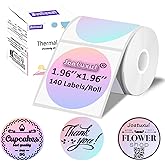 Joatuxul 2 inch Round Thermal Labels for T50M/M110/M120/M220/M221 Label Maker, Thermal Printer Labels for Barcode, Shipping, Customized, Circle Direct Thermal Stickers 140 PCS/1 Roll, Dream Purple