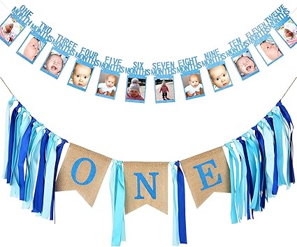 Amazon Com Satinior First Birthday Banner 1st Birthday Decoration