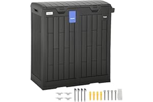 Outsunny 58 Gallon Double Outdoor Garbage Bin with Dual Lid, Side Holder, Waterproof Plastic Garbage Can with Drip Trays, Out