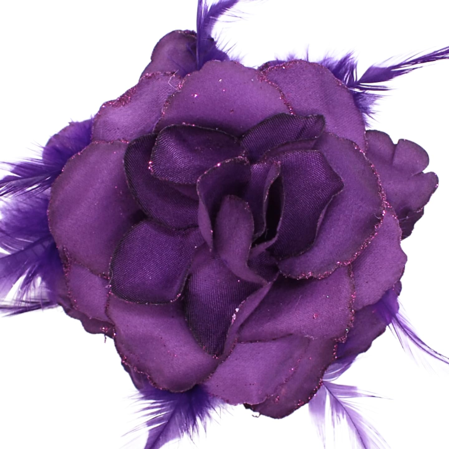 Topkids Accessories Rose Flower Hair Clip Hairband Brooch Safety Pin Hairpin Floral Corsage Fascinator Hair Band Aligator Beak Grip for Women & Girls Wedding Prom Party Special Occasion (Purple)
