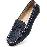 KORDAL Women's Comfortable & Lightweight Leather Penny Loafers Slip-Ons Cute Business Casual Dress Shoes Work Office Flats Everyday Walking Shoes Driving Mocs for Women
