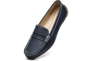 KORDAL Women's Comfortable & Lightweight Leather Penny Loafers Slip-Ons Cute Business Casual Dress Shoes Work Office Flats Everyday Walking Shoes Driving Mocs for Women