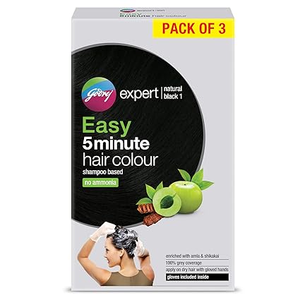Godrej Expert Easy 5 Minute Hair Colour Sachet - Natural Black (Pack of 3)