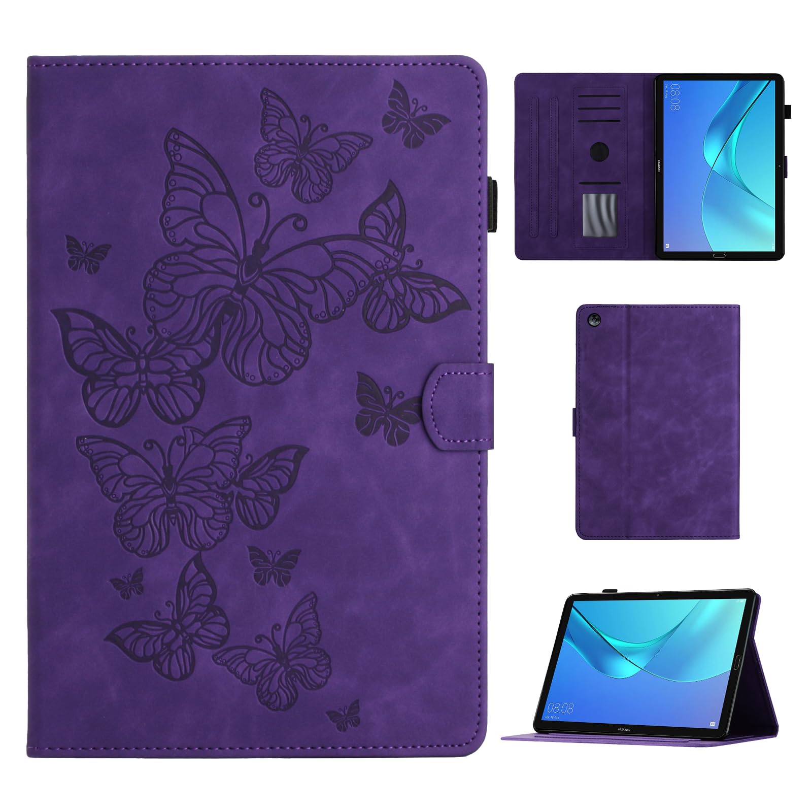 CASAFUNY Case for Huawei MediaPad M5 /M5 Pro 10.8 Inch 2018, PU Leather Tablet Case with Stand Function and Auto Sleep/Wake Tablet Cover for MediaPad Mediapad M5 10/ M5 10 Pro, Purple