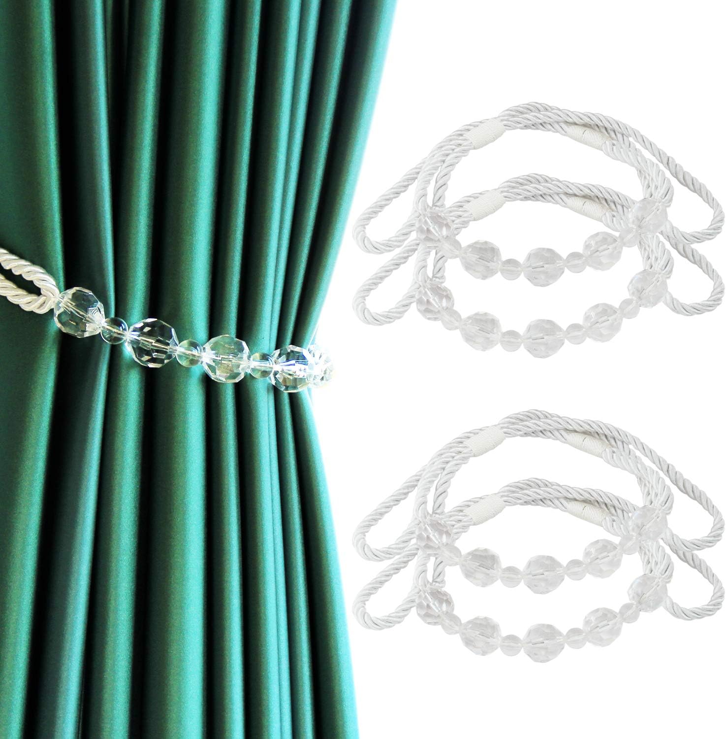 Amazon 4個 カーテン タッセル ビーズ 手作り 房飾り おしゃれ 装飾 手芸用品 房掛け 模様変え 高級感 留め 飾り おしゃれ 窓装飾 ホワイト タッセル 房掛け オンライン通販