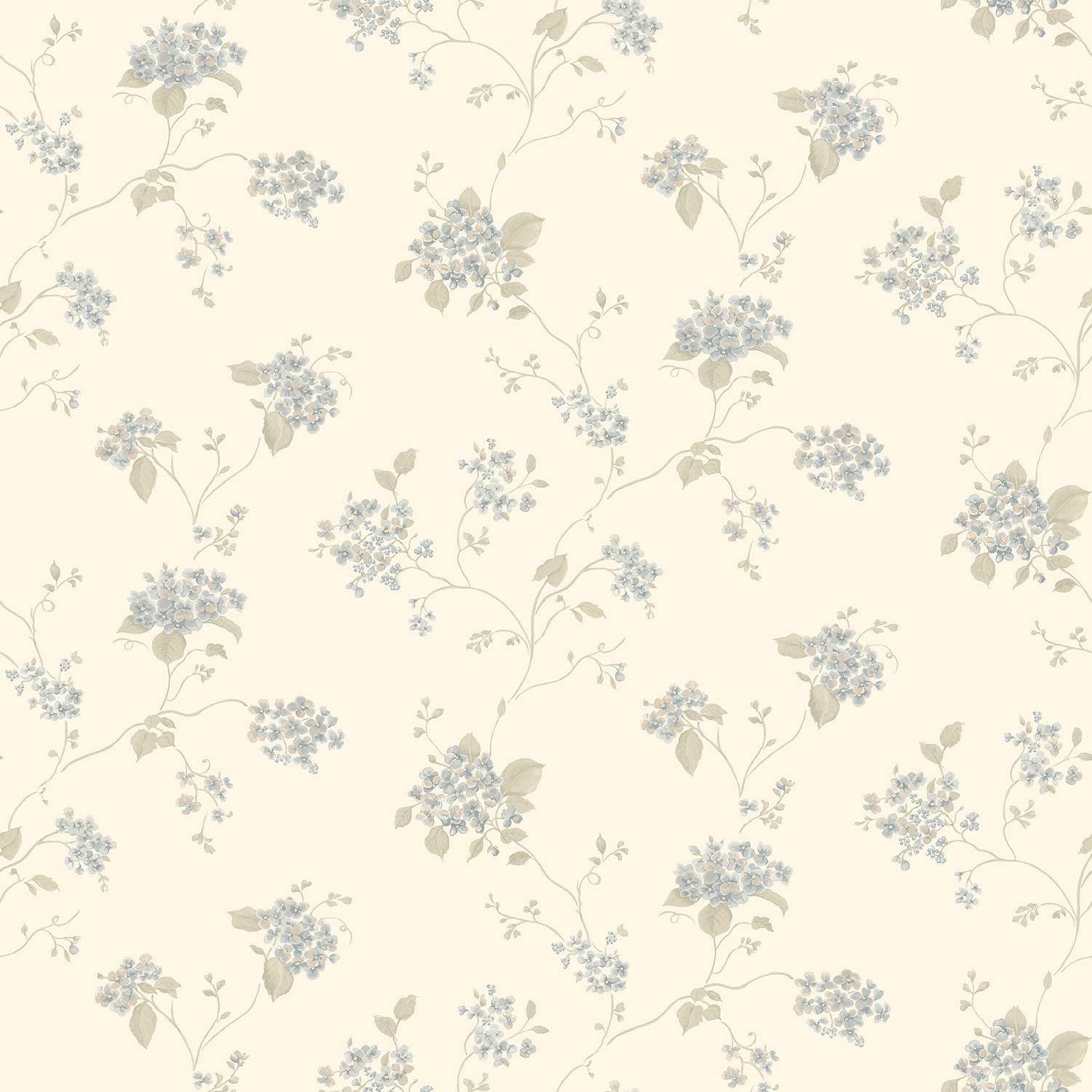 Galerie G67865 Miniatures 2 Hydrangea Trail Design Wallpaper, Blue/Cream, 10m x 53cm