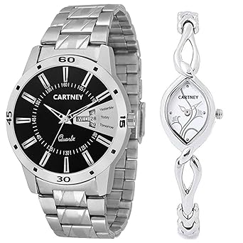 Analogue Quartz Movement Black Dial Mens and Womens Couple Watches