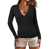 Arach&Cloz Womens Wool Blended Ribbed Cardigan Lightweight Long Sleeve Sweater 2025 Spring Fashion Button Down Knit Top