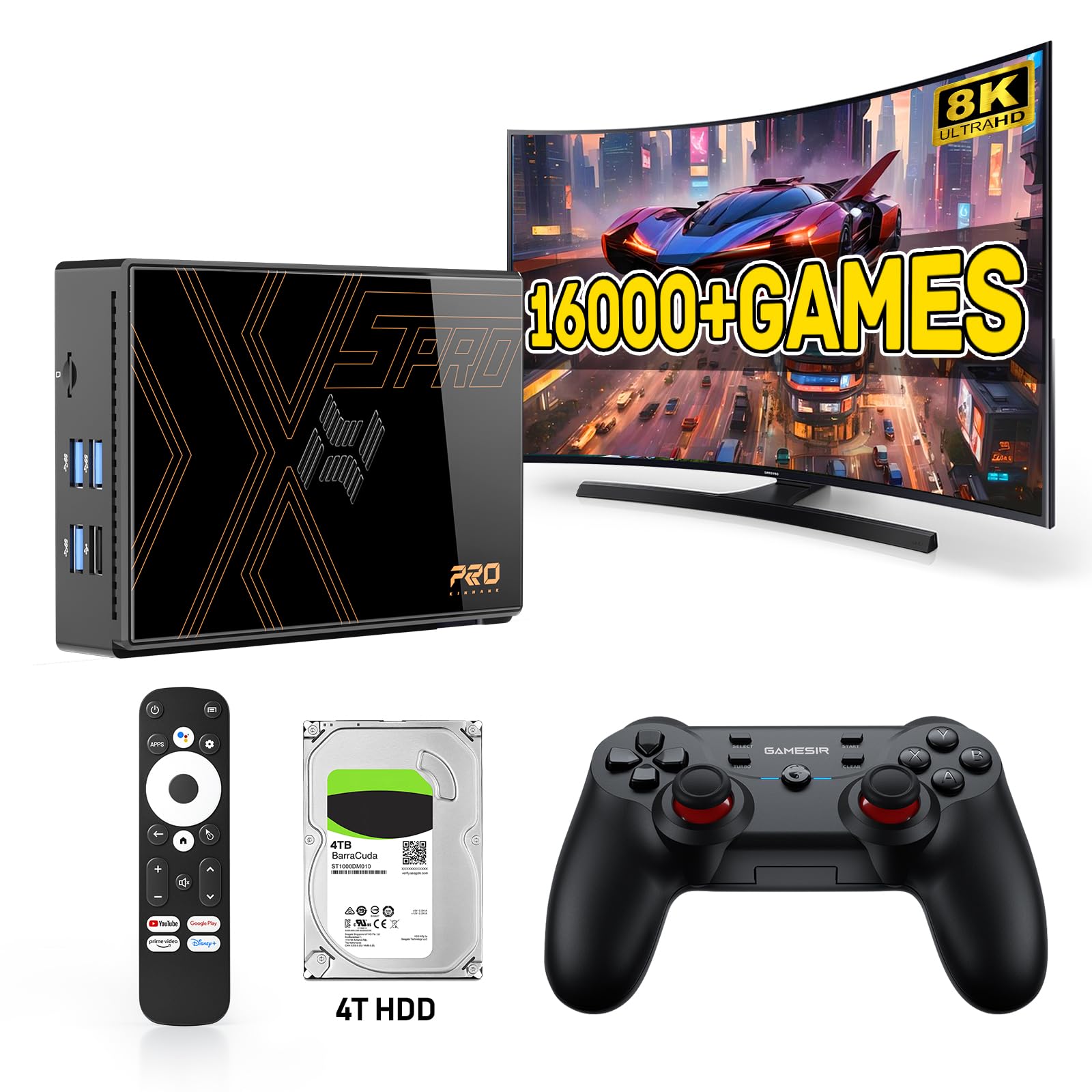Photo 1 of Kinhank Super Console X5 PRO with 16000+ Games, Retro Game Console with Rockchip RK3588S Processor, 8K UHD TV Output, Bluetooth 5.0, Dual Wireless Controllers, SATA 3.1 Support & Game/TV Mode
