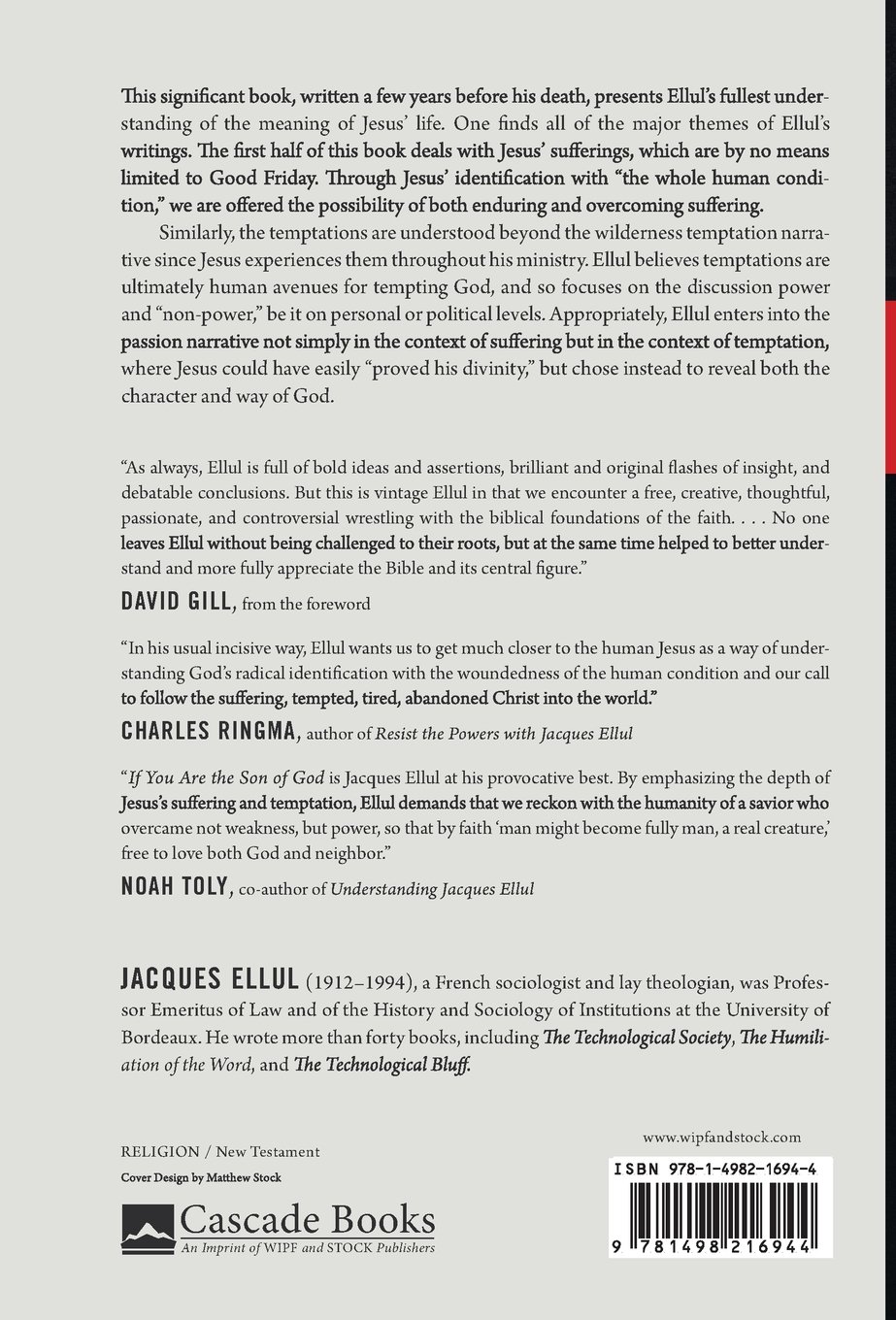 If You Are The Son Of God Jacques Ellul Anne Marie - 