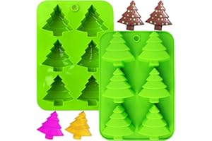Christmas Tree Silicone Molds 2 Pcs Green Christmas Chocolate Cake Mold Holiday Tree Candy Baking Jello Fondant Molds Xmas Si