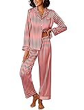 Ekouaer Womens Silk Satin Pajama Sets 2 Piece