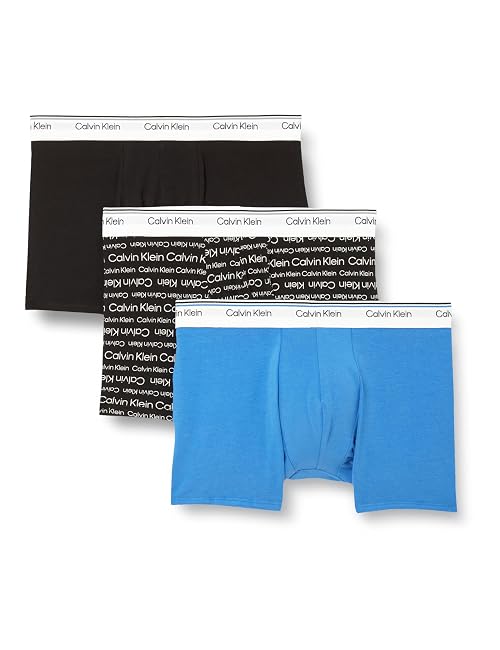 Calvin Klein TRUNK 3 PK Trunk Men's, BLACK (BLACK/WRAPPED LOGO_BLACK/REGATTA), S