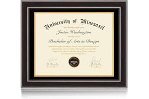 Minesaxel 16x20 Diploma Frames 14x17 with Black Mat, Fits Degree Certificate Document, 20 x 16 Walnut Color Frame with Tempered Glass Panel for Wall Mounting