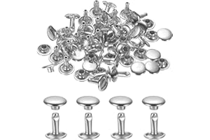 uxcell 120Set Leather Rivets, 7mm Double Cap Rivet Tubular Metal Studs Repairs Decoration Craft Accessories for Repair Decora