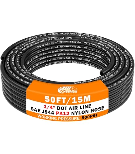 Mytee Products 1/4" OD X 100' Orange Nylon Air Brake Tubing – SAE J844, DOT Approved