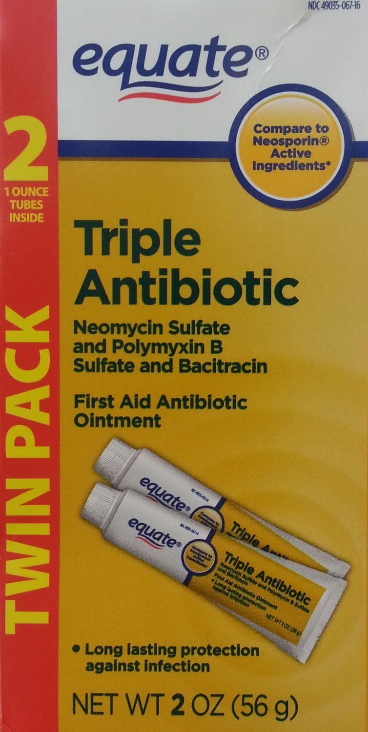 Equate Triple Antibiotic First Aid Ointment, 1 Oz Tubes (4 Tubes) [Packaging May Vary]: Health & Personal Care