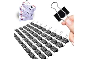 Medium Binder Clips, 48 Pack, 1-1/4 Inch, 1.25 Inch, Standard 32mm, Black, Capacity 0.6 Inch, Fold Clamp, Paper Clips, Office
