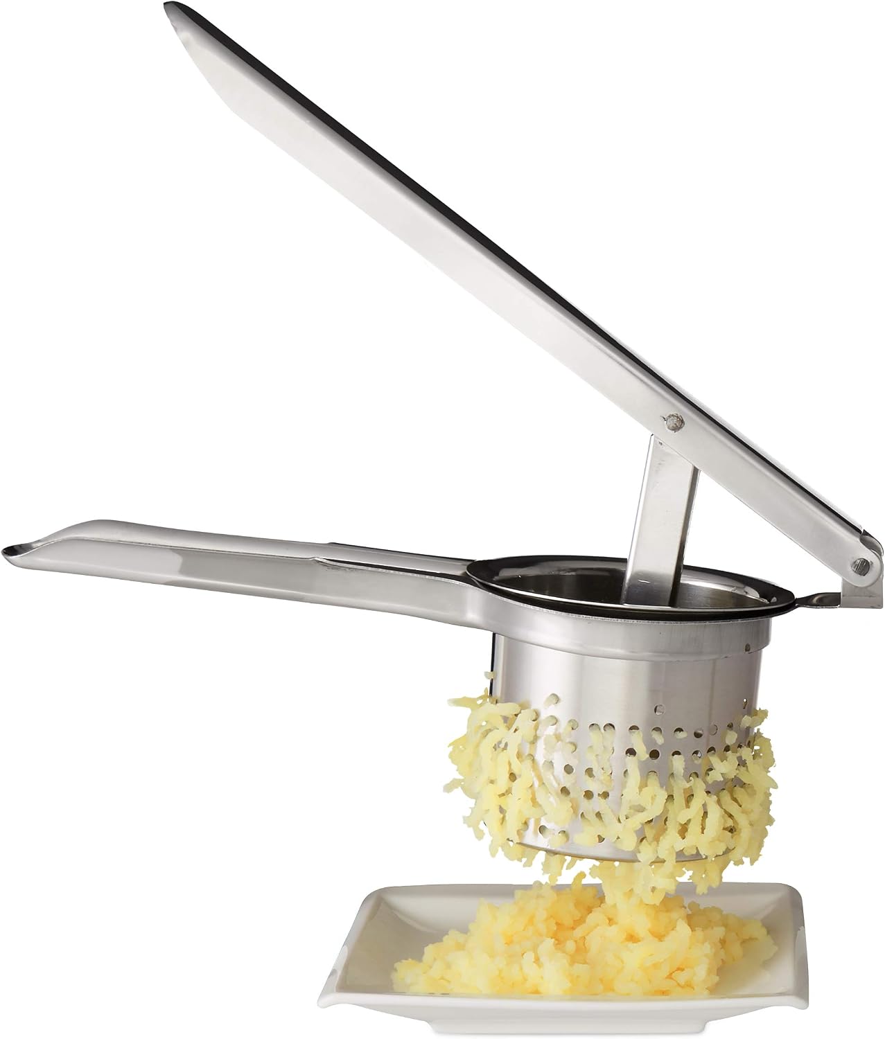 Relaxdays Stainless Steel Ricer, Dishwasher Safe, Potato Masher, Noodle Press, Silver, 9.5 x 25.5 x 13 cm