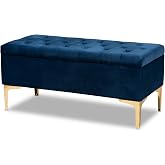 Baxton Studio Ottomans, Navy Blue/Gold