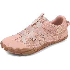 UBFEN Womens Barefoot Shoes Minimalist Wide Toe Box Zero Drop Sneakers | Hook & Loop, Ballerina Style, Lightweight, Comfortab