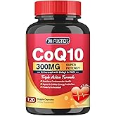 Quinovit CoQ10 300mg with PQQ & Shilajit - Powerful Antioxidant for Heart & Brain Health and Energy Production - High Absorption with Bioperine Coenzyme Q10 Supplements - 120 Capsules