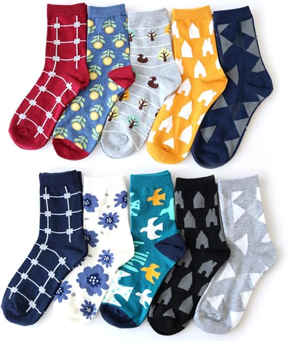 Amazon 靴下 レディース 北欧デザイン クルー丈ソックス 10足セット 22 24cm 靴下 通販