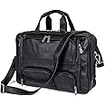 Augus Business Travel Briefcase Genuine Leather Duffel Bags for Men Laptop Bag fits 15.6 inches Laptop