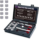 SENNMONN M12x1.5 Metric Thread Repair Kit, 10PCS Solid Bushing Inserts | M12X1.5X9.2MM 304 Stainless Steel Inserts with HSS Drill &amp; Tap, Counterbore &amp; Installation Driver for Damaged Threads