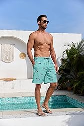 Lzzidou Men's Swim Trunks 8 Inch Inseam Mesh Lining