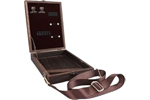 Beech Wood Art Box Easel Storage, Has 2 Clamps 5 Loops and Detachable Strap as Art Supply Organizer Pochade Box Portfolio Bag