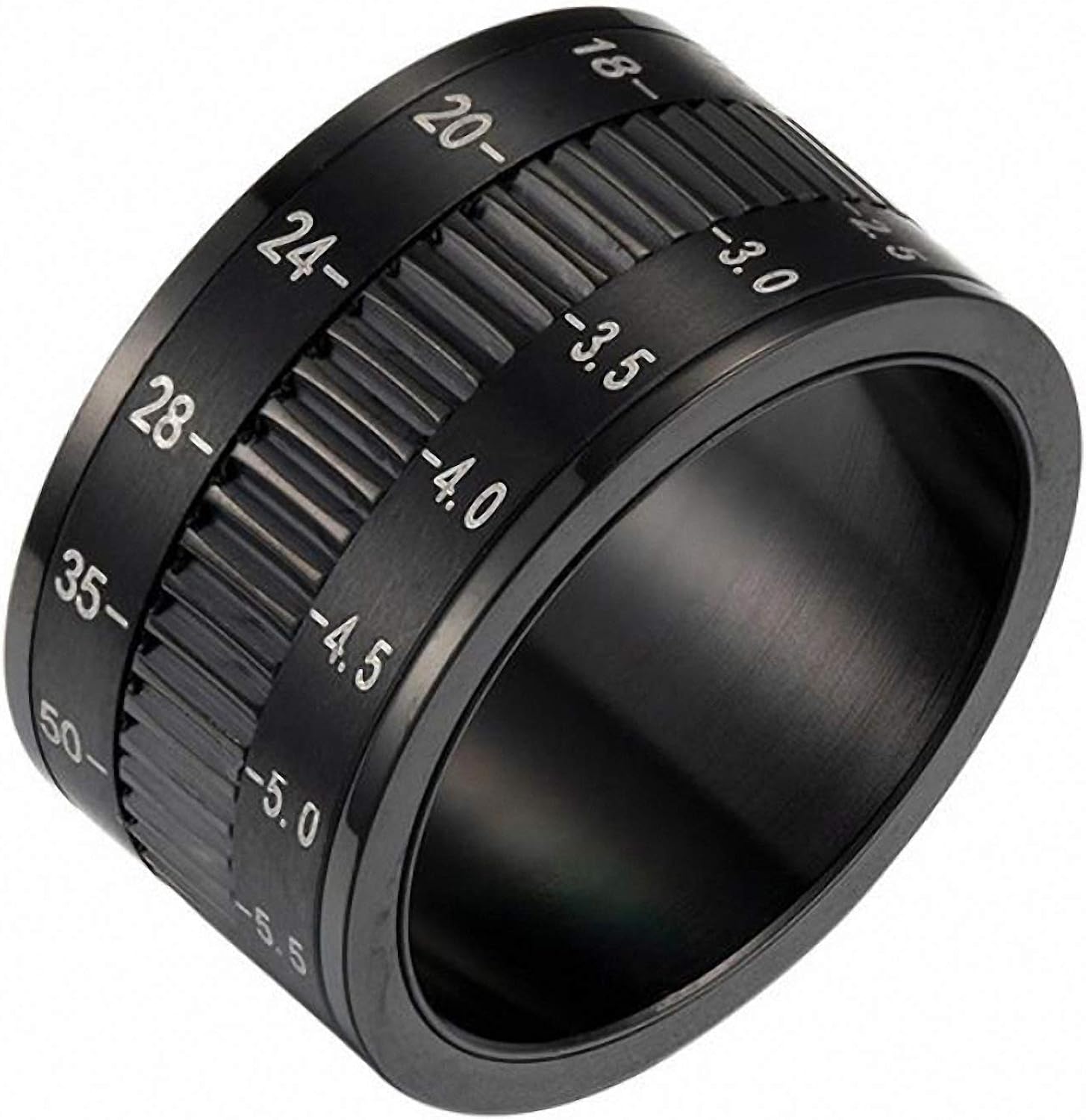 NA Rotatable Camera Lens Rings 12 mm Titanium Stainless Steel Rings for Men Jewelry Black 6