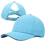 Girls Criss Cross Ponytail Hat Mesh Baseball Cap
