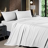 Shilucheng 4 Piece King Sheet Sets, Cooling Sheets, Blend Rayon Derived from Bamboo, Deep Pocket Up to 16", Breathable & Soft