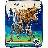 Jurassic World Dominion Rexy T-Rex Kids Bedding Super Soft Silk Touch Throw, 40 in x 50 in, (Official Licensed Product) by Franco