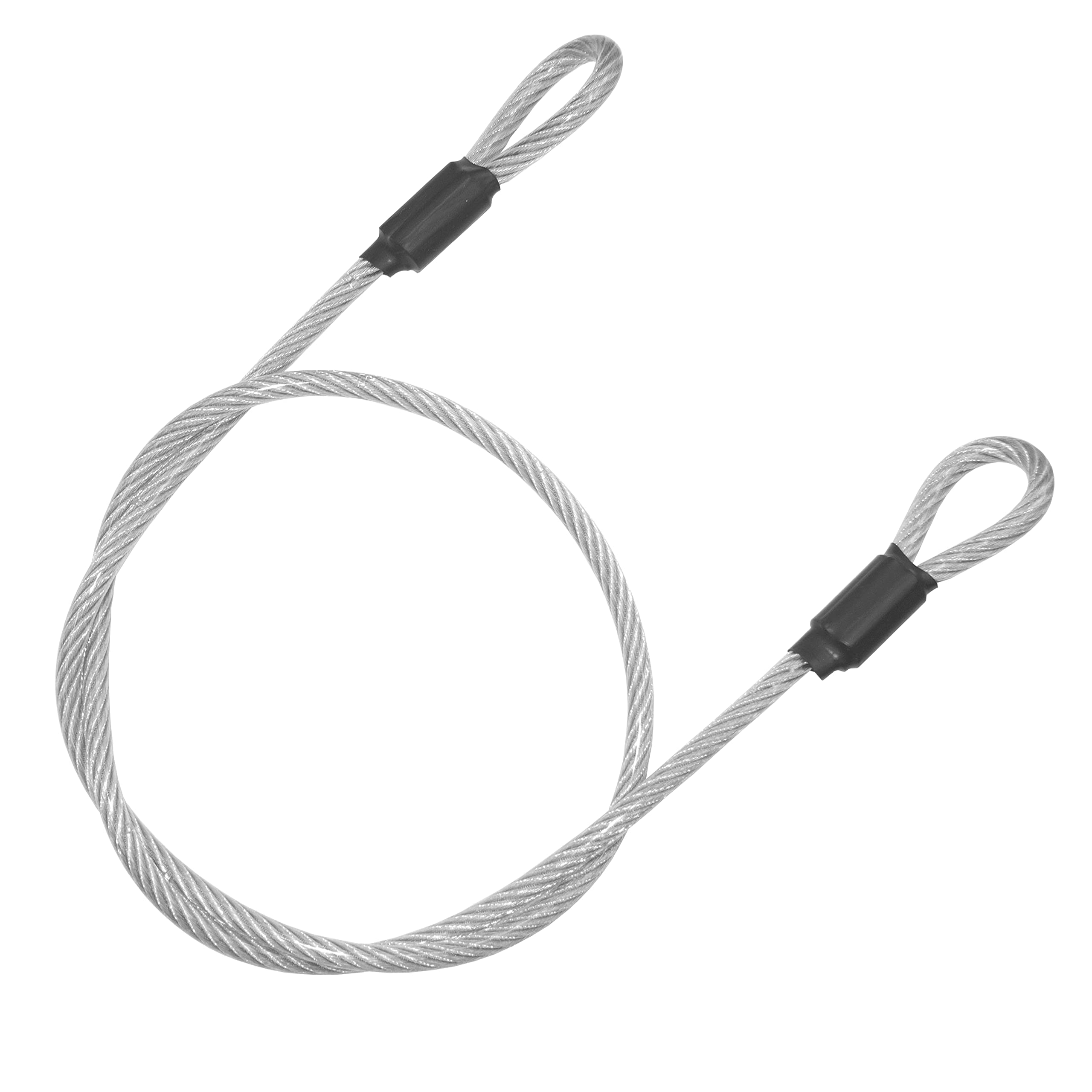 OMOTOOL Safety Lock Cable 1.2m x 8mm Braided Stainless Steel Tether Lanyard Bicycle Safety Cable Wire,Compatible with U-Lock,Padlock, Glass Door Lock