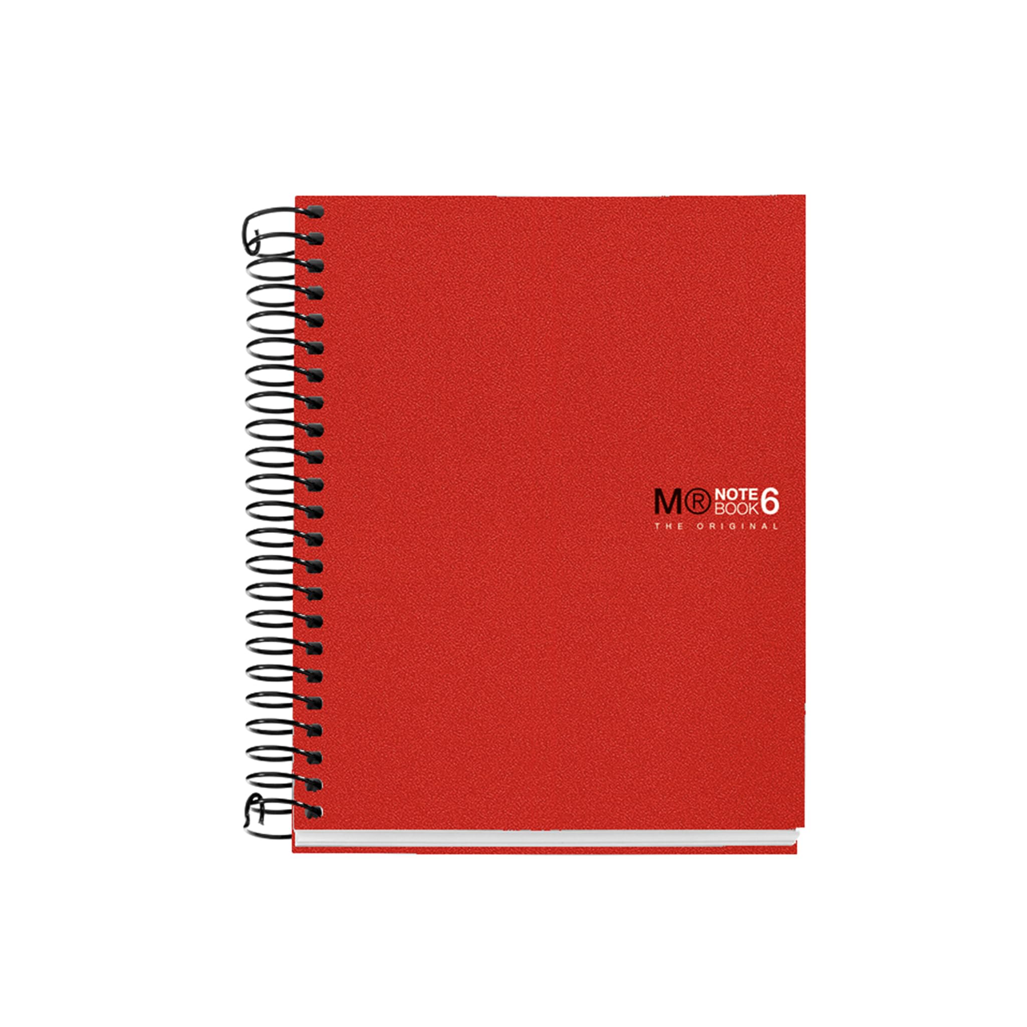 Miquelrius - The Original A6 Notebook, 6 Coloured Stripes, Opaque Polypropylene Cover, Size 105 x 148 mm, No Drilling, 150 Sheets of 70 g/m², 5 mm Square, Red