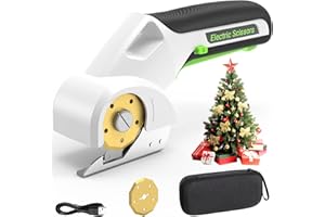 EXPEDMAN 2025 NEW 4V Cordless Electric Scissors Tools, Cardboard Cutter with 2 Titanium Blade Accessories, Safety Lock, Rotary Cutter for Cardboard,Gifts for Men&Women - Glossy White