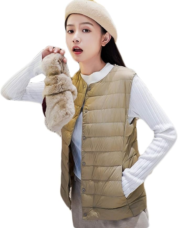 Amazon ダウンベスト レディース 可愛い ベスト 無地 シンプル ショート丈ベスト レディース ダウン ベスト 防寒 暖かい 春 秋 冬 ベスト カジュアル ベスト インナー ジャケット 防寒 撥水 防風 大きいサイズ ギフト ベスト 通販