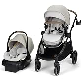 Maxi-Cosi Zelia Pro Travel System Stroller Combo - Classic Oat | 5-in-1 Modular System with Infant Car Seat Stroller Included; Extendable Canopy &amp; All-Wheel Suspension Ride