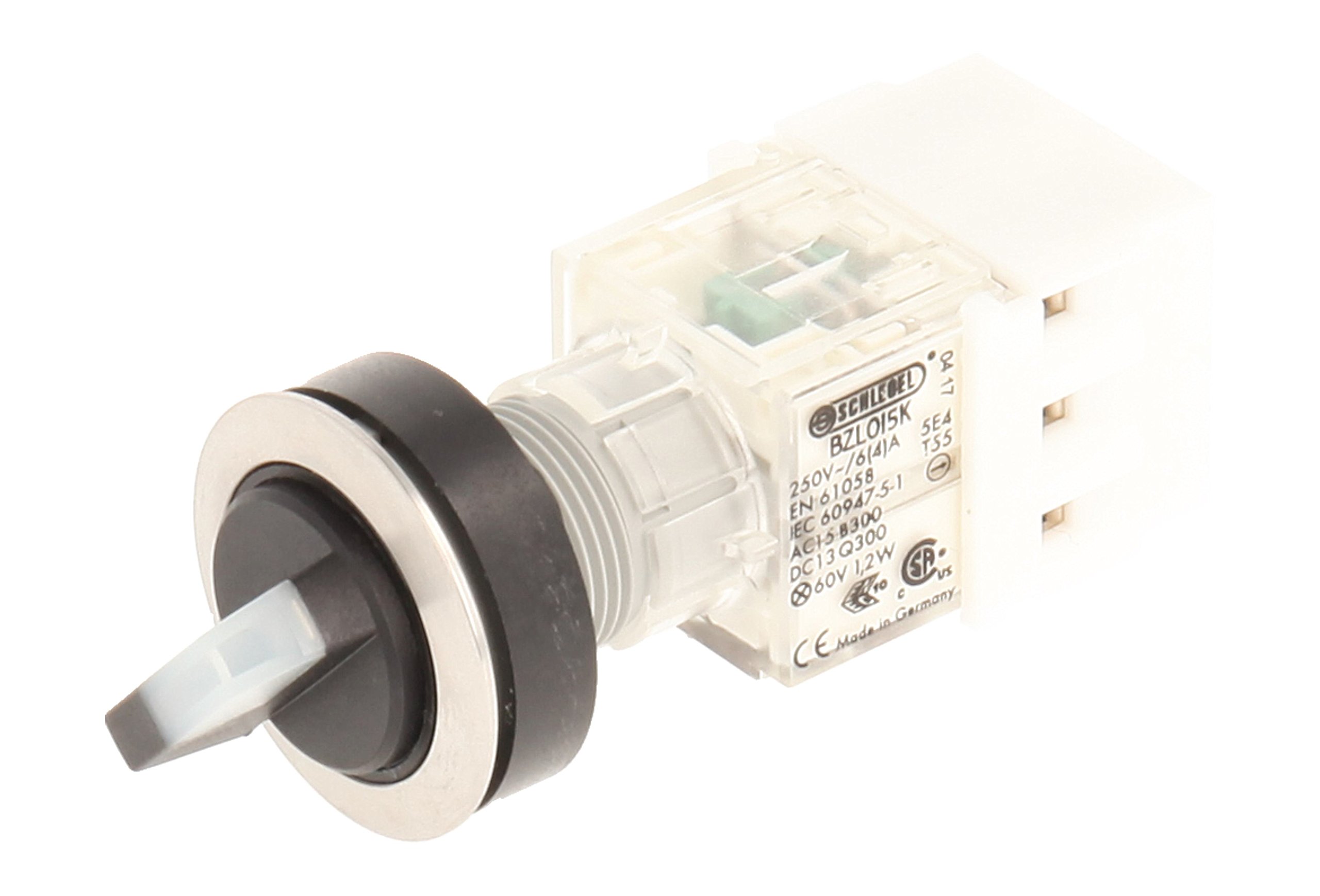 Club Selector, rastend, Stainless Steel, 23.001.302 2 Positions Momentary Contact Transmitter 1 Closer + 1 opener with Bulb Holder t5,5 K, LED 24 V, SCREW, Plain (Pack of 2)