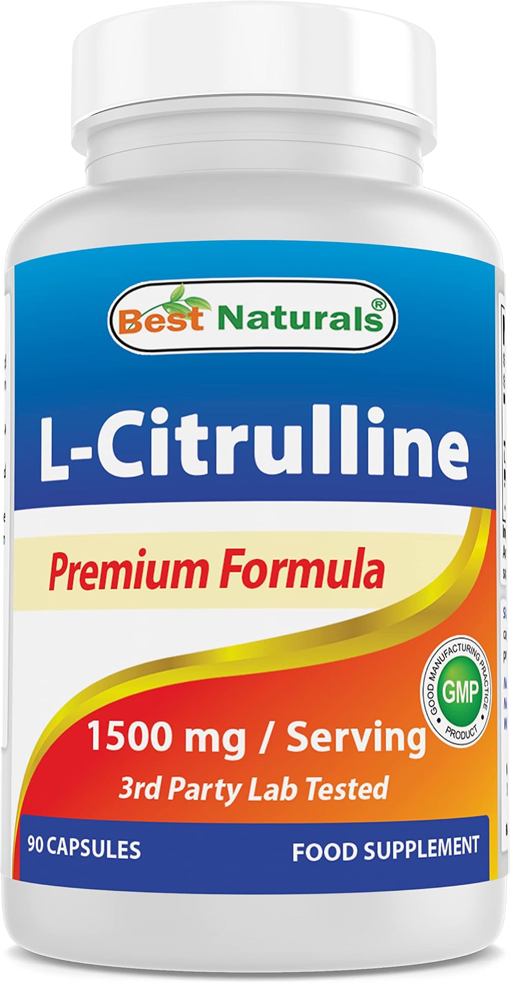 Best Naturals L-Citrulline 1500mg per Serving - 90 Caps - Non-GMO Gluten Free