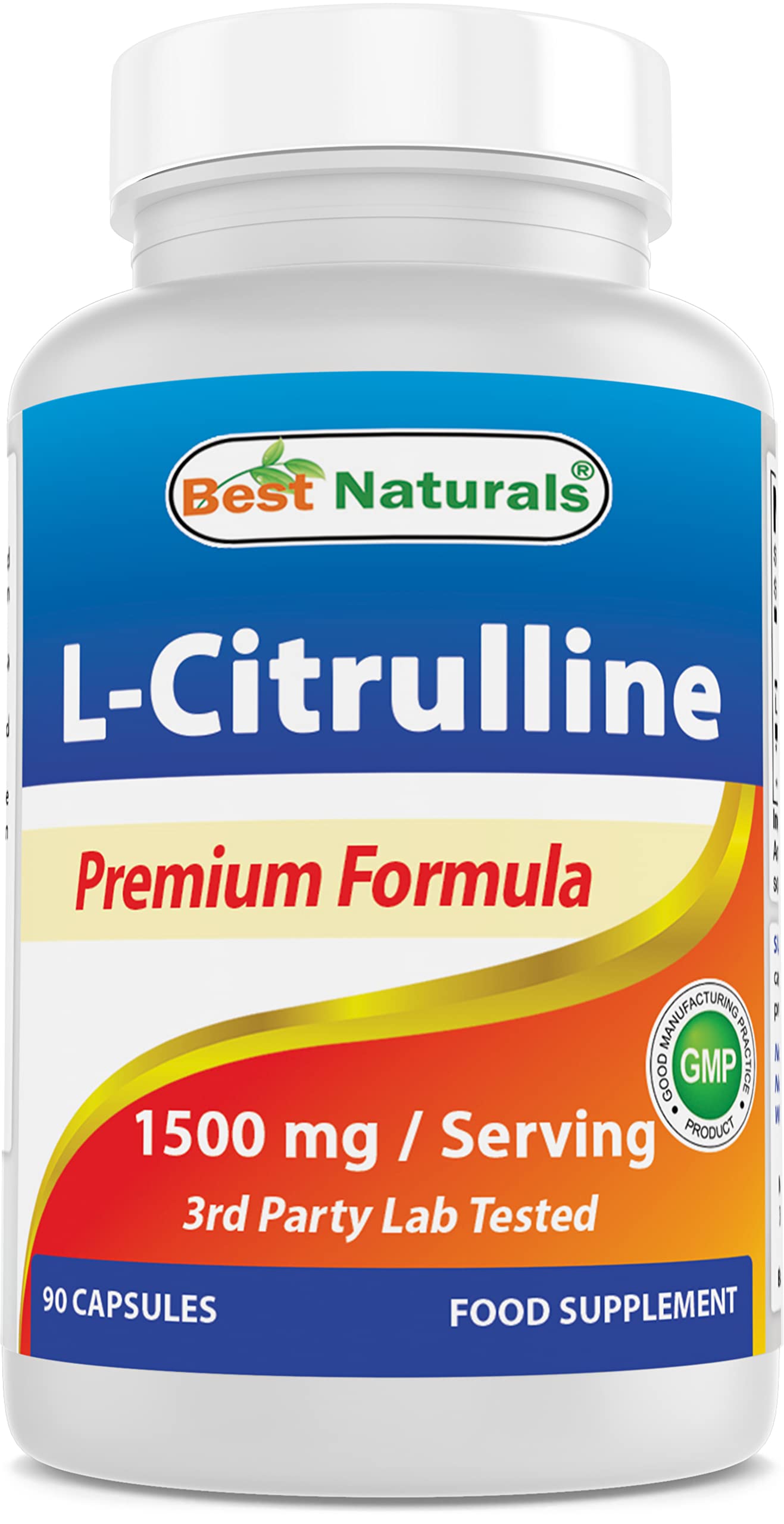 Best Naturals L-Citrulline Capsules - 1500mg/Serving - Non-GMO - Gluten Free - 90 Capsules (90 Count (Pack of 1))